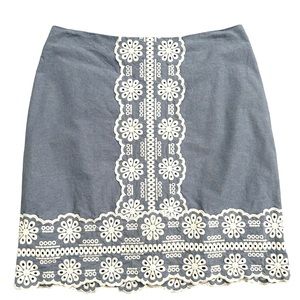 BODEN Chambray Eyelet Mini Skirt